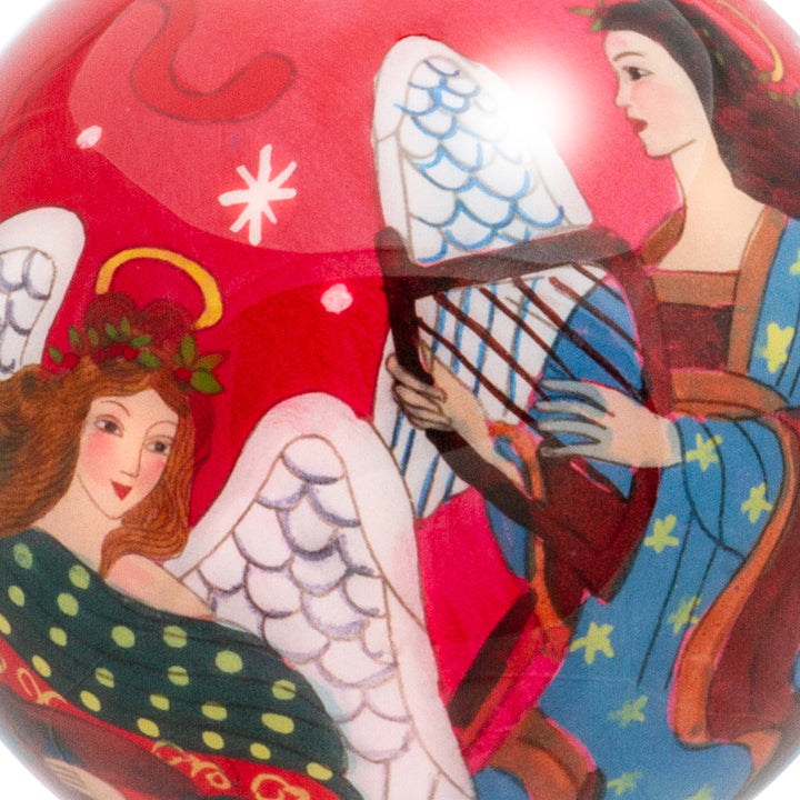 SIKORA K08-62 Engel Kapelle Glaskugel Weihnachtskugel Innenglasmalerei D: 7,5 cm