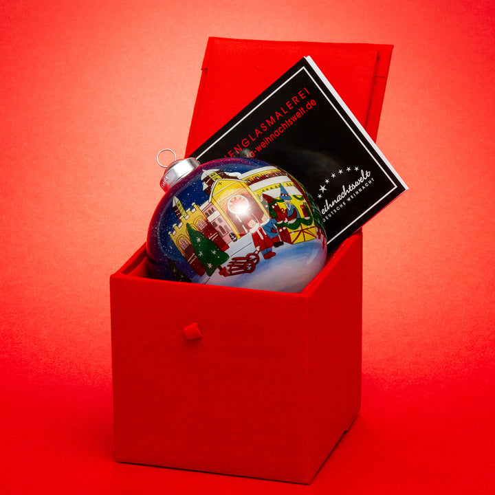 SIKORA K08-75 Weihnachtsmarkt Glaskugel Weihnachtskugel Innenglasmalerei D: 7,5 cm