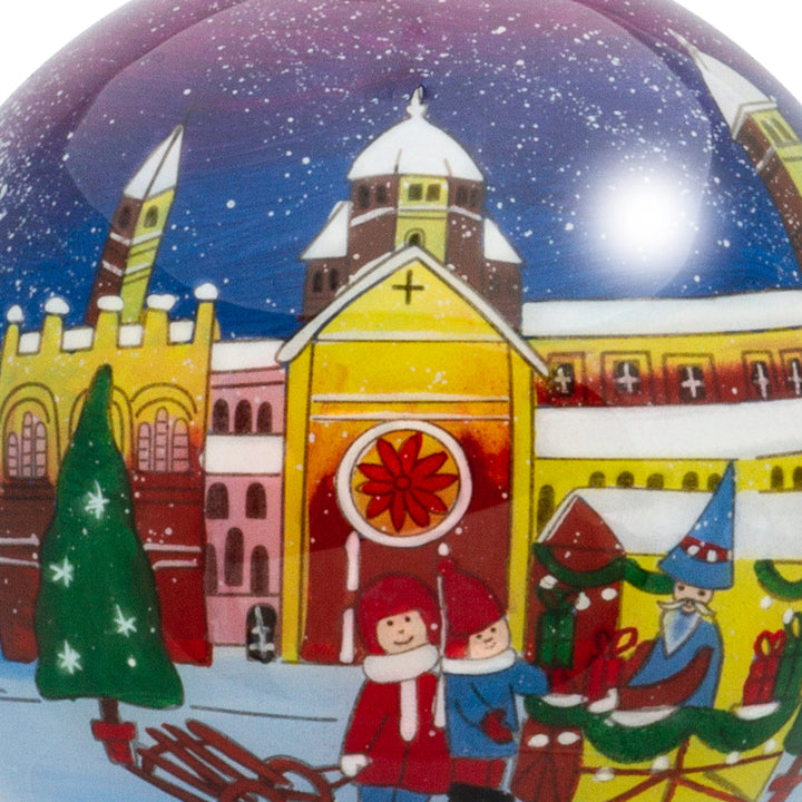 SIKORA K08-75 Weihnachtsmarkt Glaskugel Weihnachtskugel Innenglasmalerei D: 7,5 cm