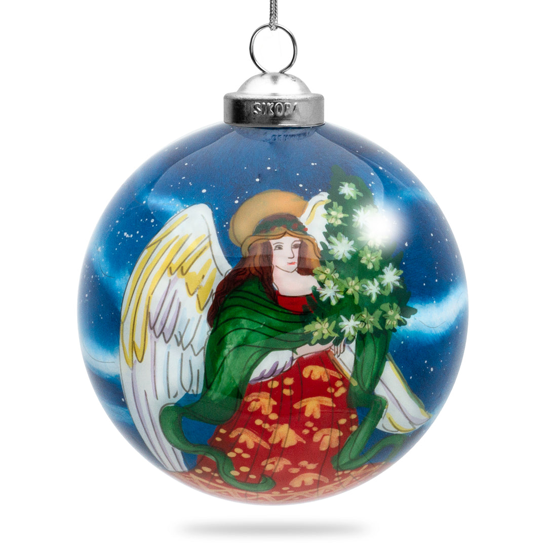 SIKORA K08-79 Christkind mit Weihnachtsbaum Glaskugel Weihnachtskugel Innenglasmalerei D: 7,5 cm