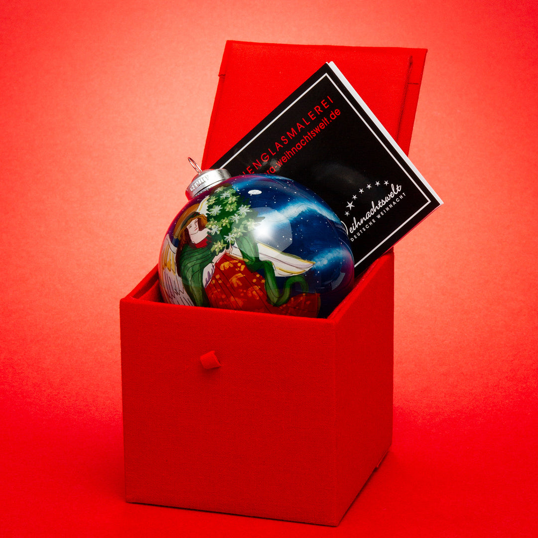 SIKORA K08-79 Christkind mit Weihnachtsbaum Glaskugel Weihnachtskugel Innenglasmalerei D: 7,5 cm