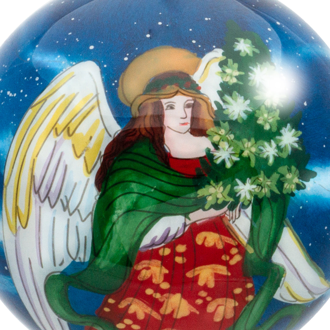 SIKORA K08-79 Christkind mit Weihnachtsbaum Glaskugel Weihnachtskugel Innenglasmalerei D: 7,5 cm