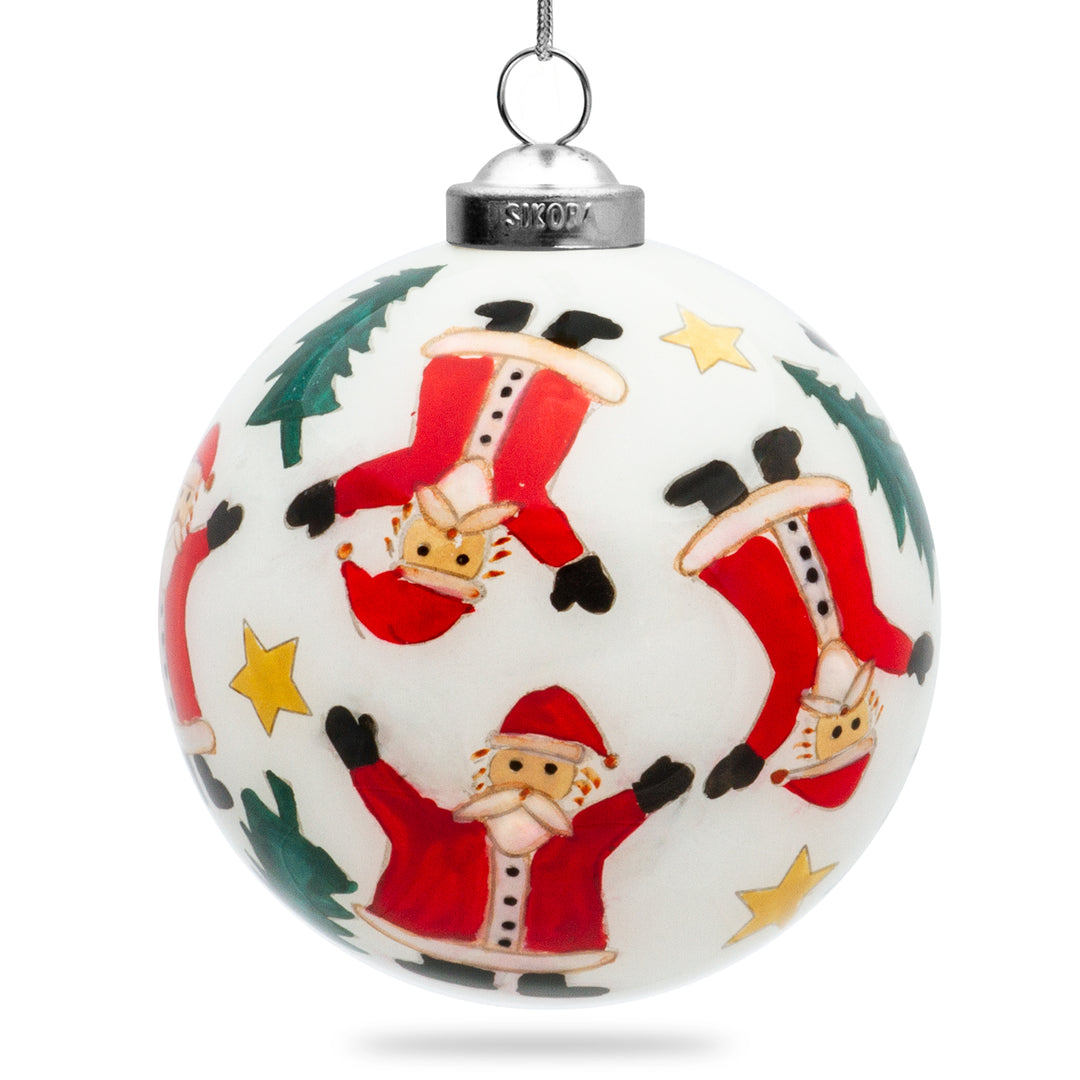 SIKORA K08-85 Weihnachtsmänner Glaskugel Weihnachtskugel Innenglasmalerei D: 7,5 cm
