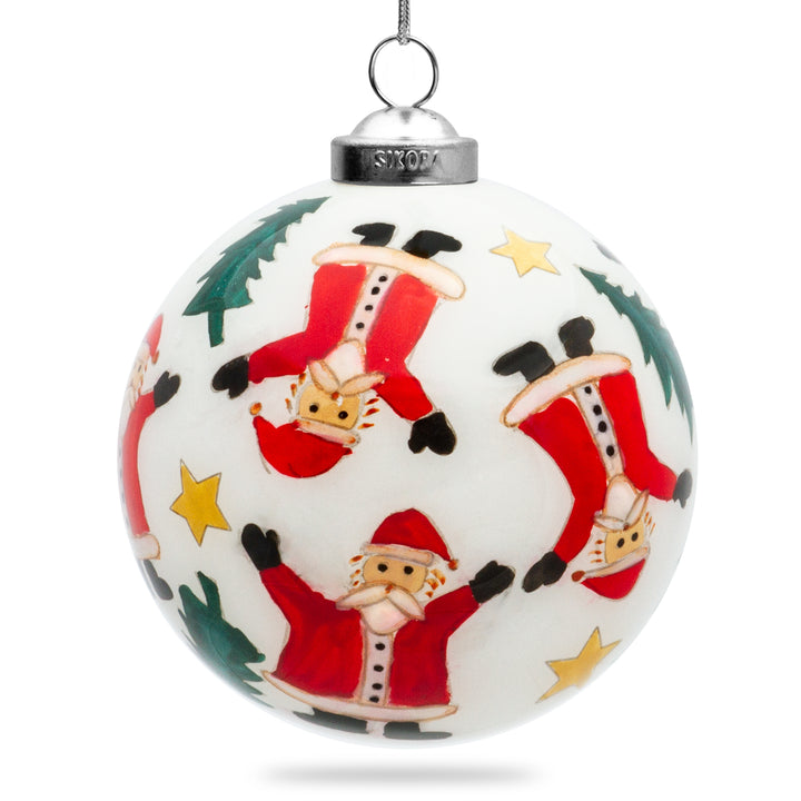 SIKORA K08-85 Weihnachtsmänner Glaskugel Weihnachtskugel Innenglasmalerei D: 7,5 cm