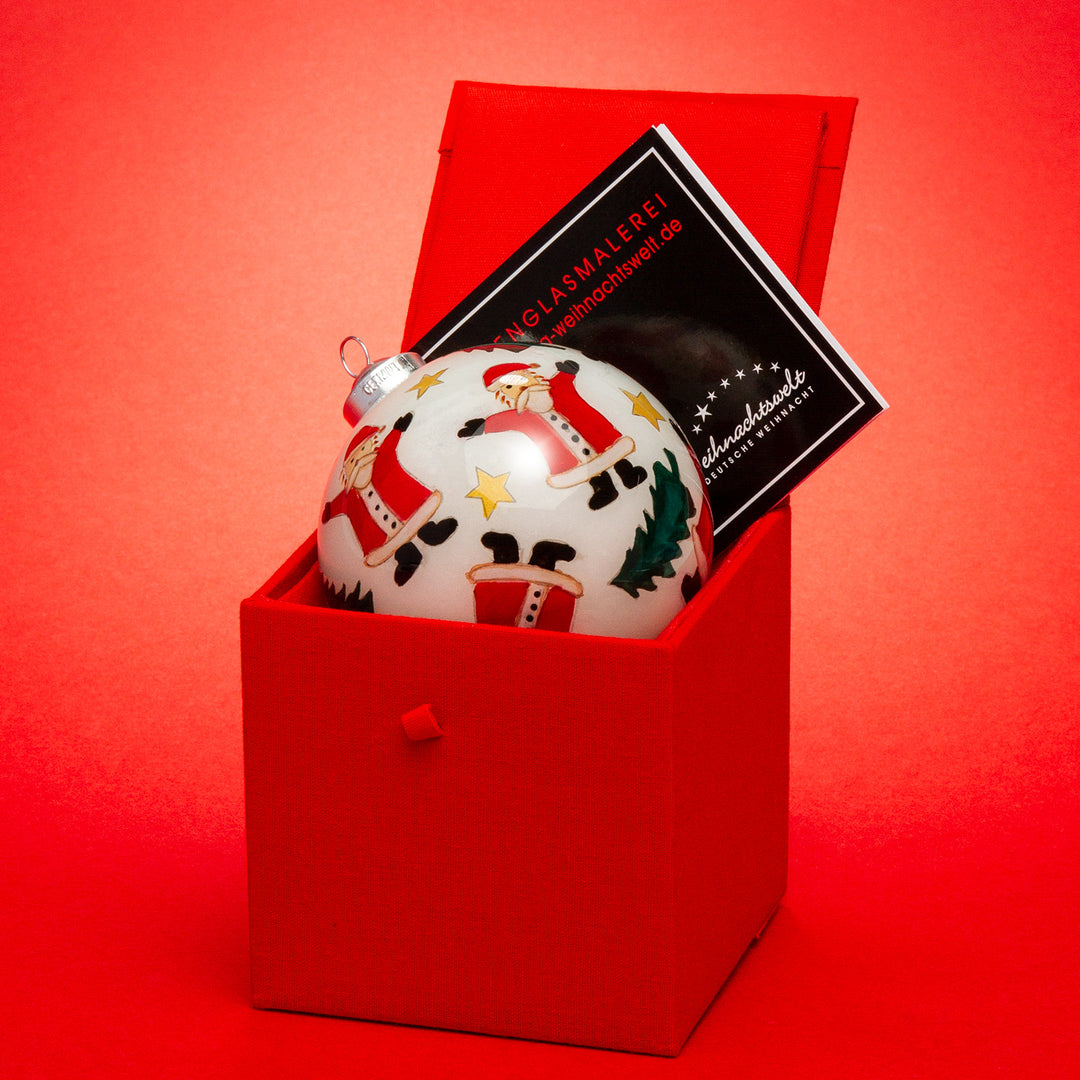 SIKORA K08-85 Weihnachtsmänner Glaskugel Weihnachtskugel Innenglasmalerei D: 7,5 cm
