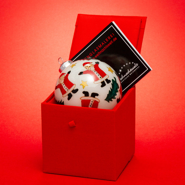 SIKORA K08-85 Weihnachtsmänner Glaskugel Weihnachtskugel Innenglasmalerei D: 7,5 cm