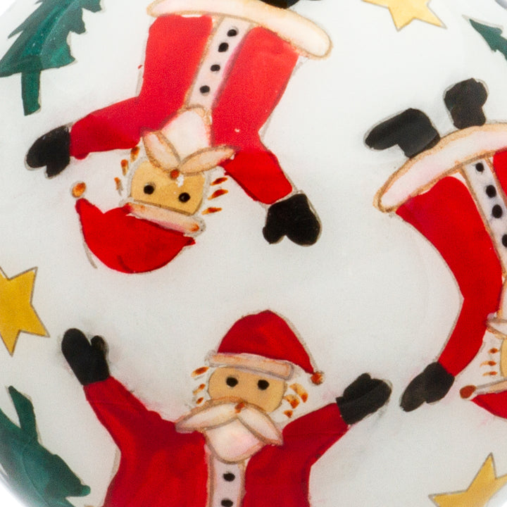 SIKORA K08-85 Weihnachtsmänner Glaskugel Weihnachtskugel Innenglasmalerei D: 7,5 cm