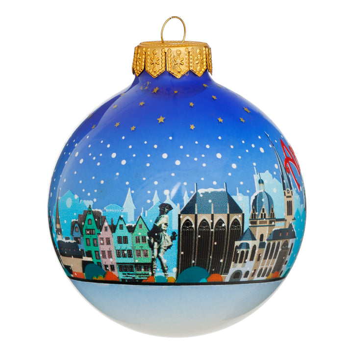 SIKORA Weihnachtskugel aus Glas mit Stadt Motiv Souvenir & Geschenk besonderer Christbaumschmuck Weihnachtsbaumkugel Weihnachtsdeko