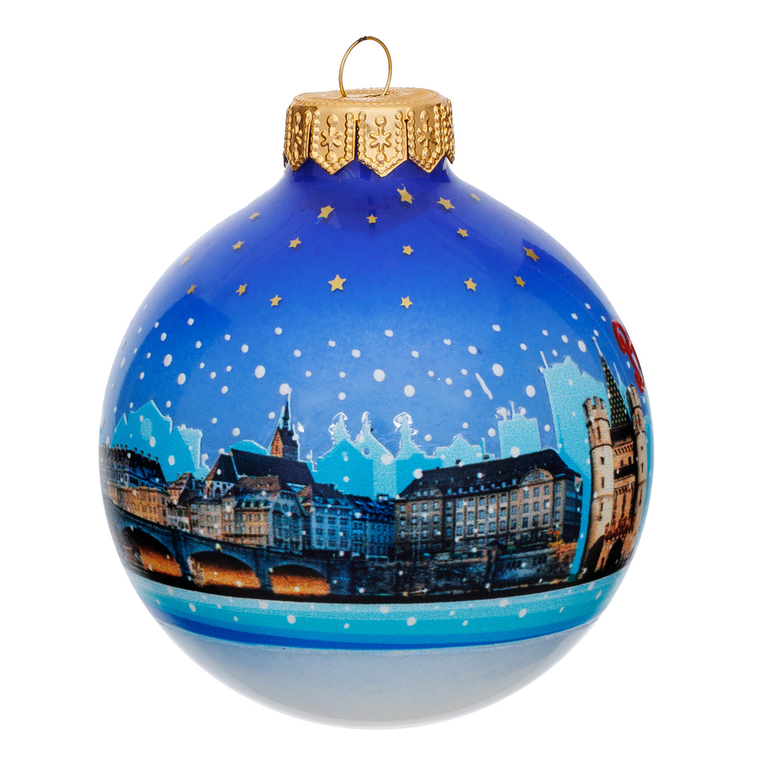 SIKORA Stadt Motiv Weihnachtskugel aus Glas besonderes Geschenk Souvenir