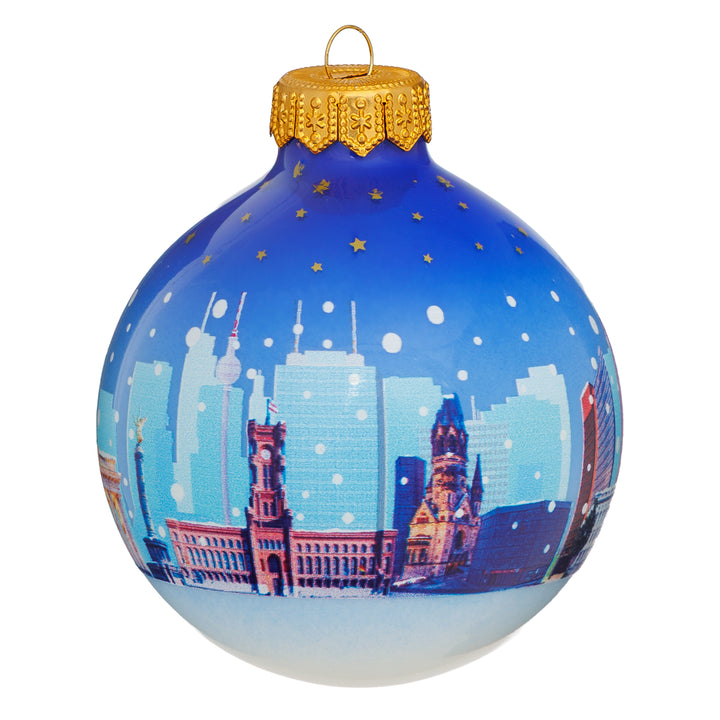 SIKORA Weihnachtskugel aus Glas mit Stadt Motiv Souvenir & Geschenk besonderer Christbaumschmuck Weihnachtsbaumkugel Weihnachtsdeko