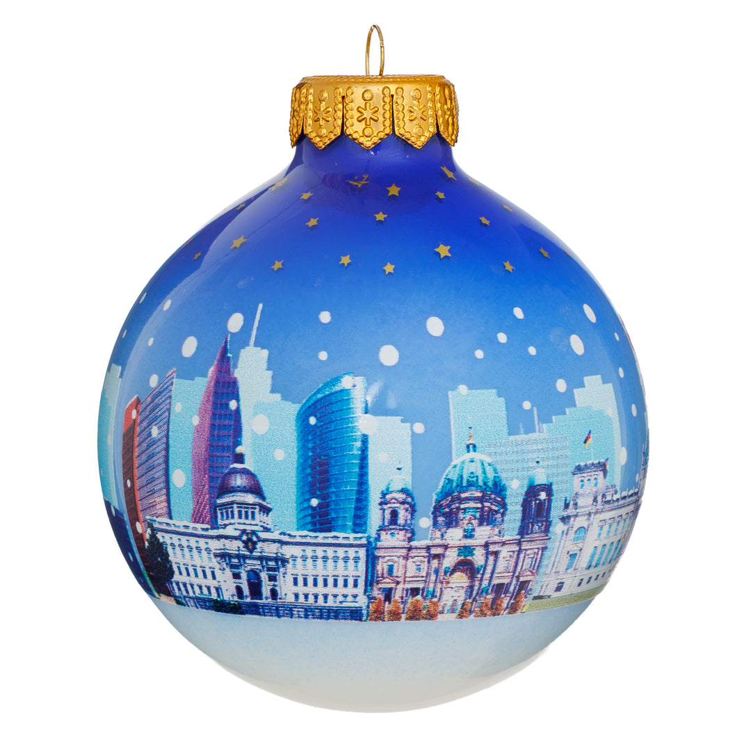SIKORA Weihnachtskugel aus Glas mit Stadt Motiv Souvenir & Geschenk besonderer Christbaumschmuck Weihnachtsbaumkugel Weihnachtsdeko