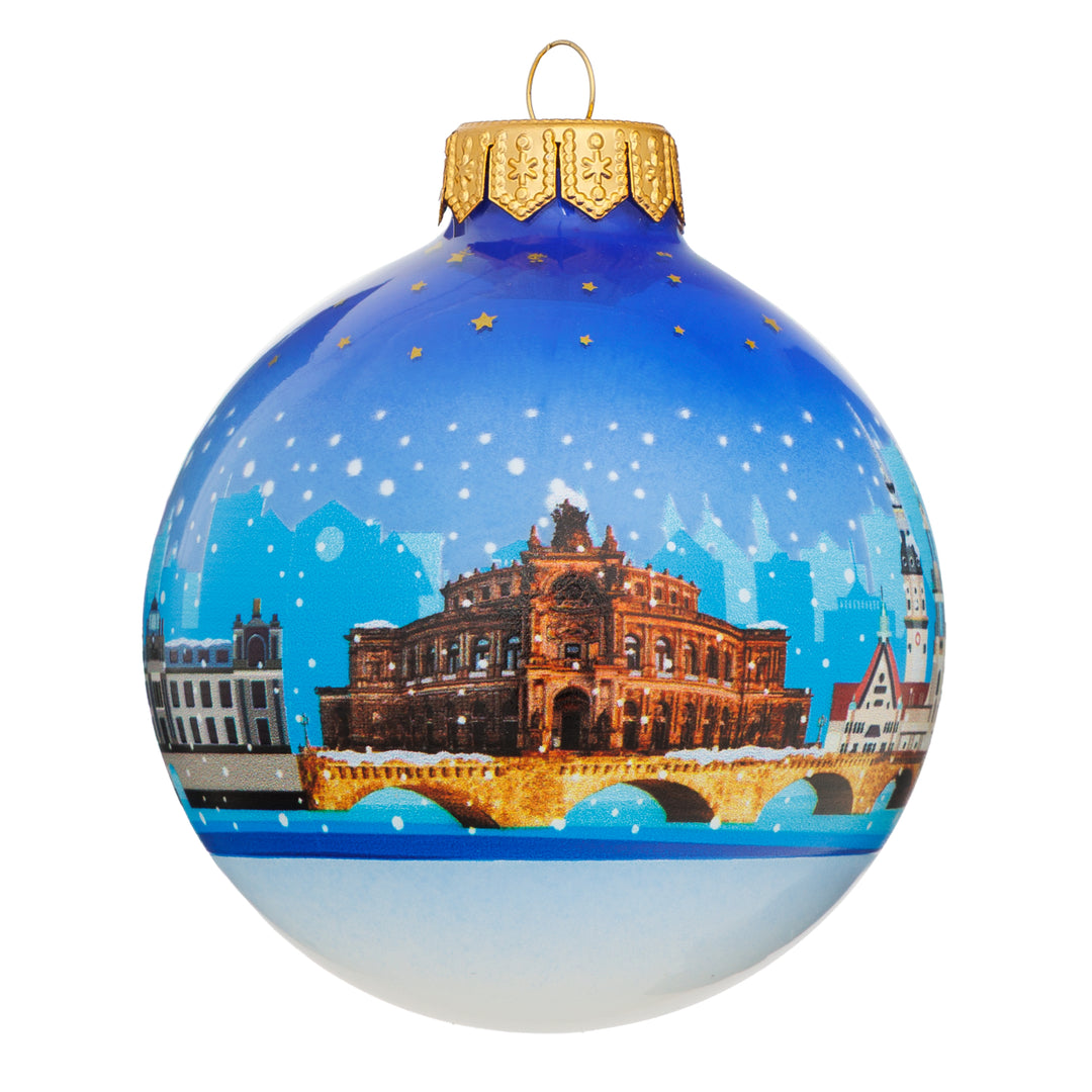 SIKORA Weihnachtskugel aus Glas mit Stadt Motiv Souvenir & Geschenk besonderer Christbaumschmuck Weihnachtsbaumkugel Weihnachtsdeko