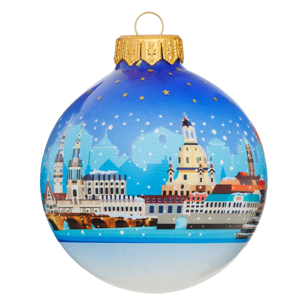 SIKORA Weihnachtskugel aus Glas mit Stadt Motiv Souvenir & Geschenk besonderer Christbaumschmuck Weihnachtsbaumkugel Weihnachtsdeko
