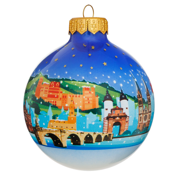 SIKORA Weihnachtskugel aus Glas mit Stadt Motiv Souvenir & Geschenk besonderer Christbaumschmuck Weihnachtsbaumkugel Weihnachtsdeko