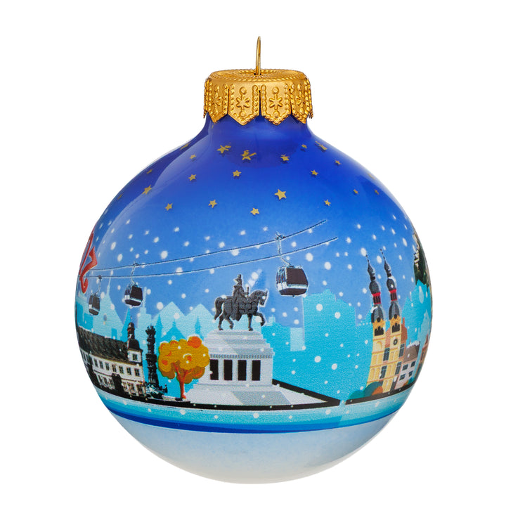 SIKORA Weihnachtskugel aus Glas mit Stadt Motiv Souvenir & Geschenk besonderer Christbaumschmuck Weihnachtsbaumkugel Weihnachtsdeko