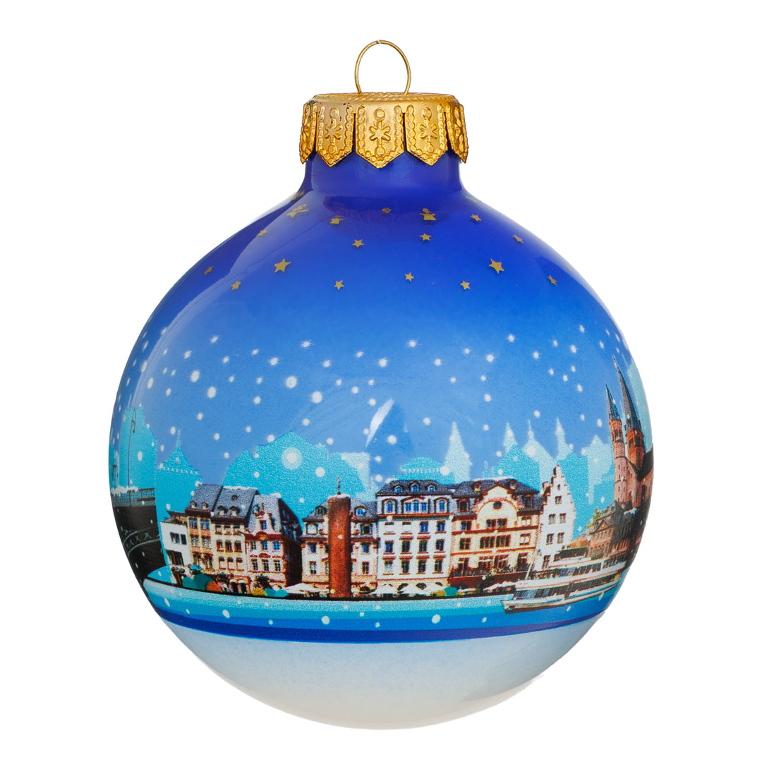 SIKORA Weihnachtskugel aus Glas mit Stadt Motiv Souvenir & Geschenk besonderer Christbaumschmuck Weihnachtsbaumkugel Weihnachtsdeko