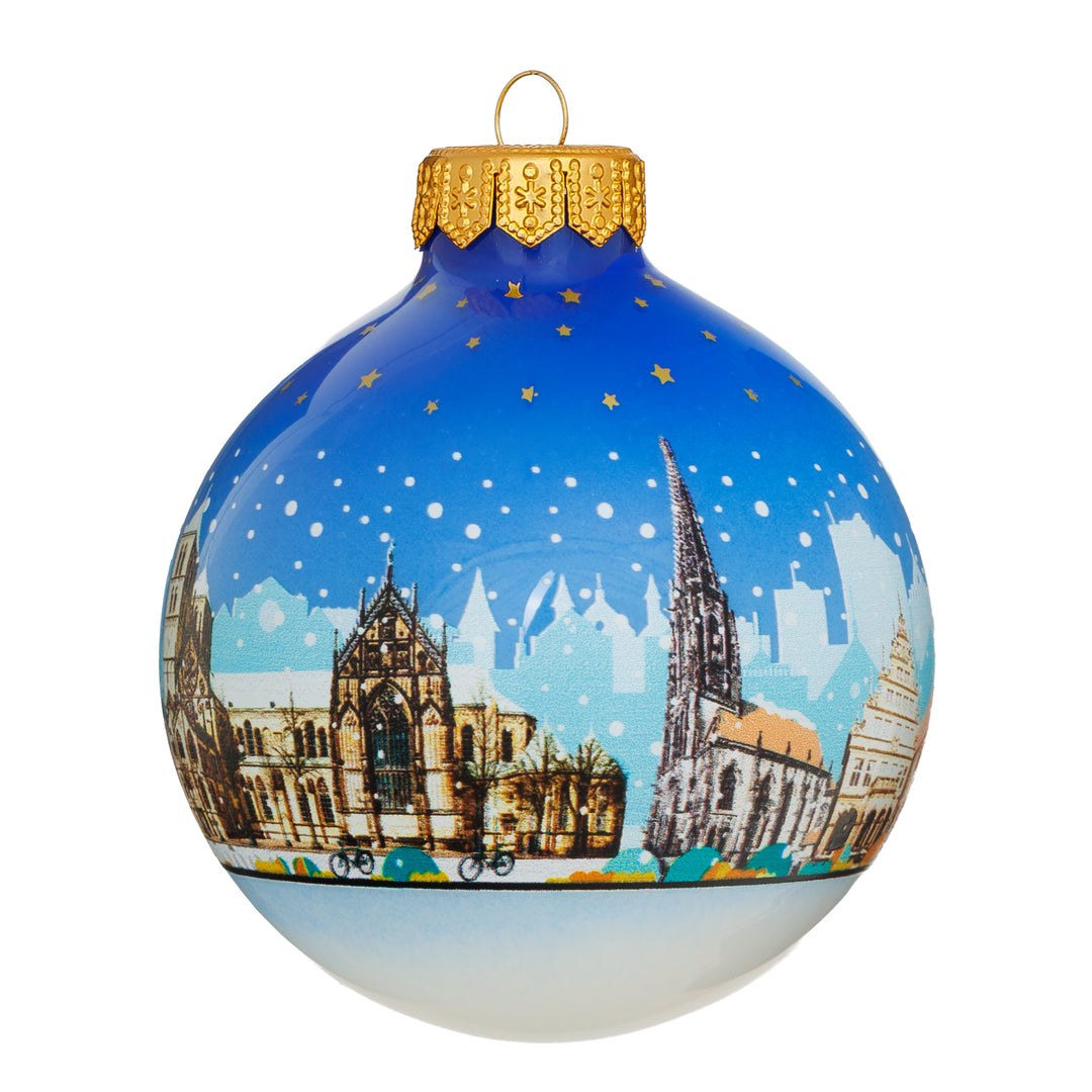 SIKORA Weihnachtskugel aus Glas mit Stadt Motiv Souvenir & Geschenk besonderer Christbaumschmuck Weihnachtsbaumkugel Weihnachtsdeko