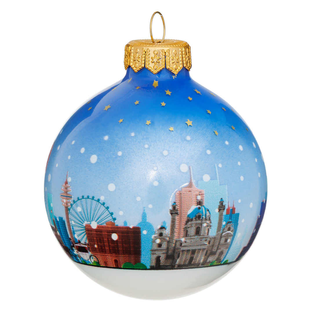 SIKORA Weihnachtskugel aus Glas mit Stadt Motiv Souvenir & Geschenk besonderer Christbaumschmuck Weihnachtsbaumkugel Weihnachtsdeko