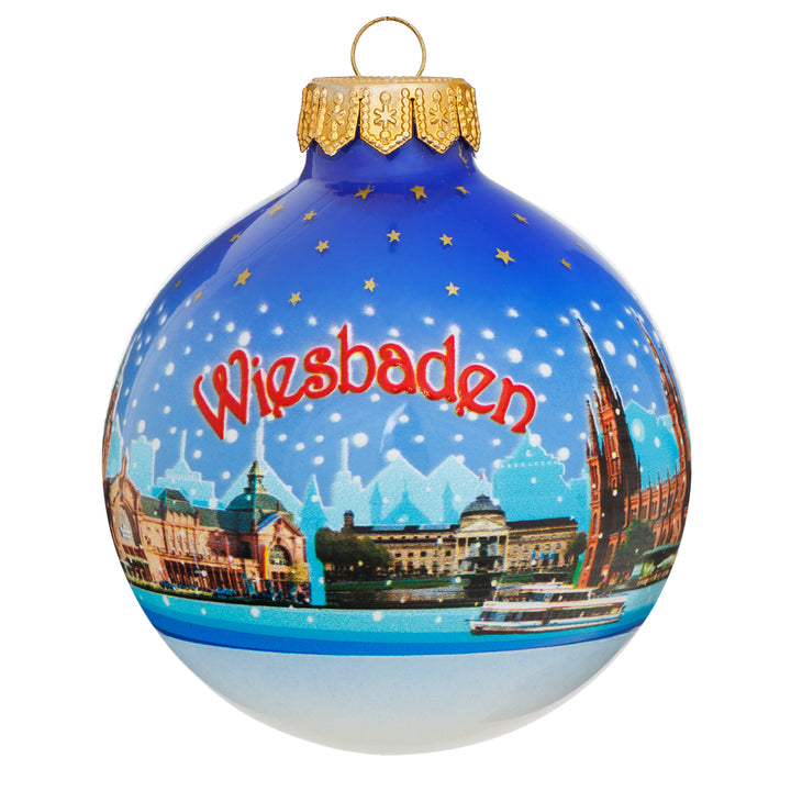 SIKORA Weihnachtskugel aus Glas mit Stadt Motiv Souvenir & Geschenk besonderer Christbaumschmuck Weihnachtsbaumkugel Weihnachtsdeko