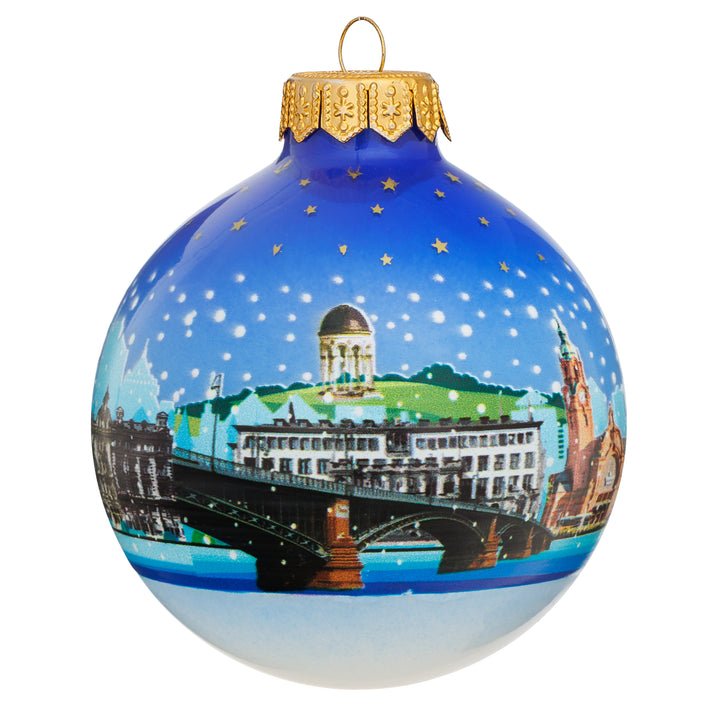 SIKORA Weihnachtskugel aus Glas mit Stadt Motiv Souvenir & Geschenk besonderer Christbaumschmuck Weihnachtsbaumkugel Weihnachtsdeko