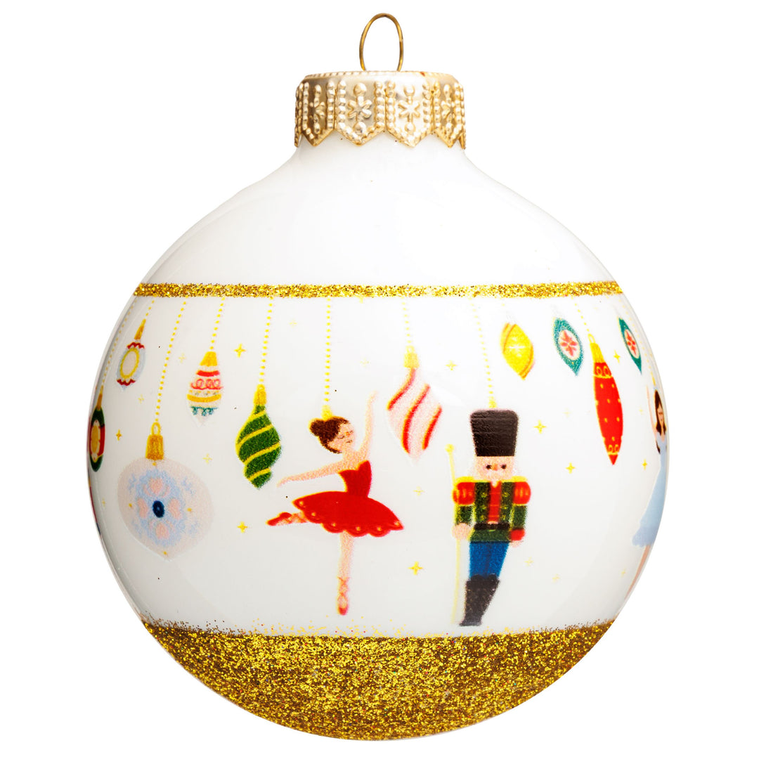 SIKORA bedruckte Weihnachtskugel aus Glas mit detailreichem Print Motiv besonderer Christbaumschmuck Ornament Figur