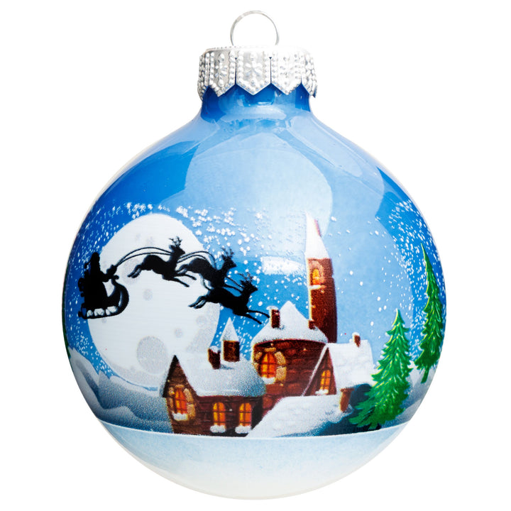 SIKORA bedruckte Weihnachtskugel aus Glas mit detailreichem Print Motiv besonderer Christbaumschmuck Ornament Figur