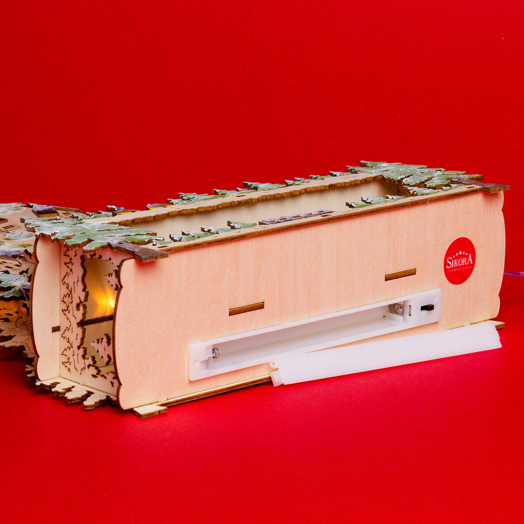 SIKORA LB67 beleuchteter LED Holz Schwibbogen in Baumform WINTERDORF inklusive Trafo