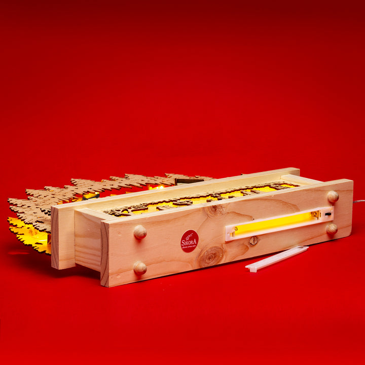 SIKORA LB01 beleuchteter LED Holz Schwibbogen WINTERDORF mit Schwibbogen Erhöhung inklusive Trafo