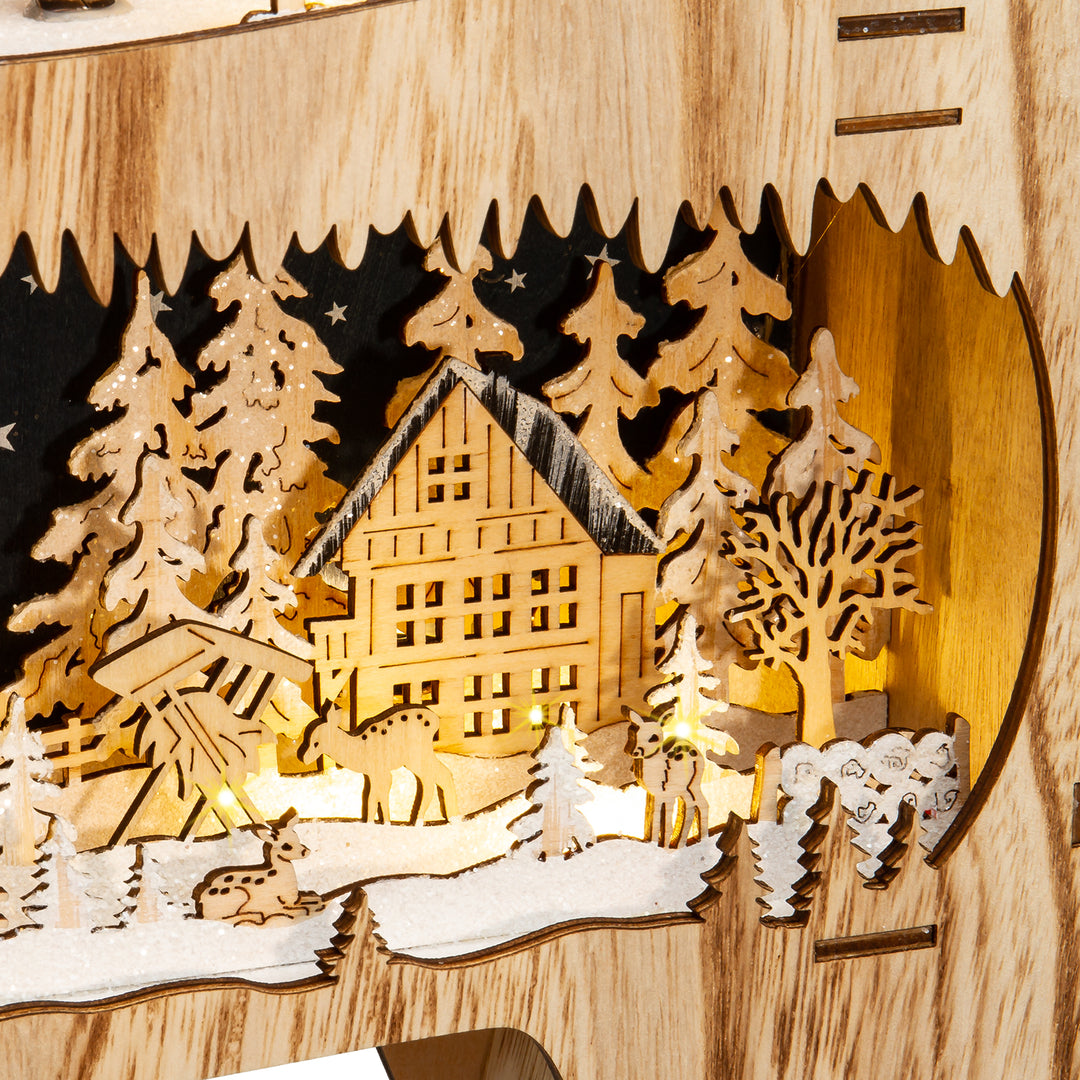 SIKORA LB05 traumhafter XXL LED Holz Deko Rentier / Hirsch Schwibbogen inclusive Trafo Höhe ca. 67 cm