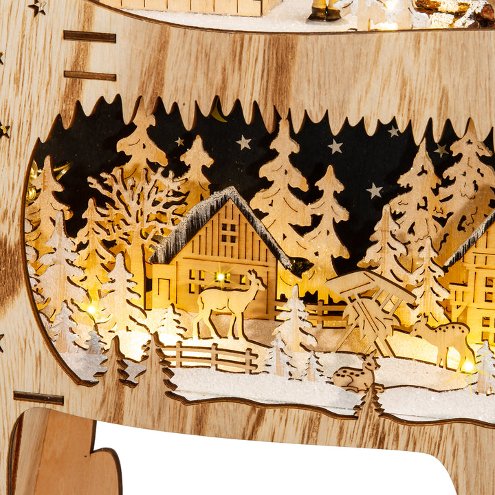 SIKORA LB05 traumhafter XXL LED Holz Deko Rentier / Hirsch Schwibbogen inclusive Trafo Höhe ca. 67 cm