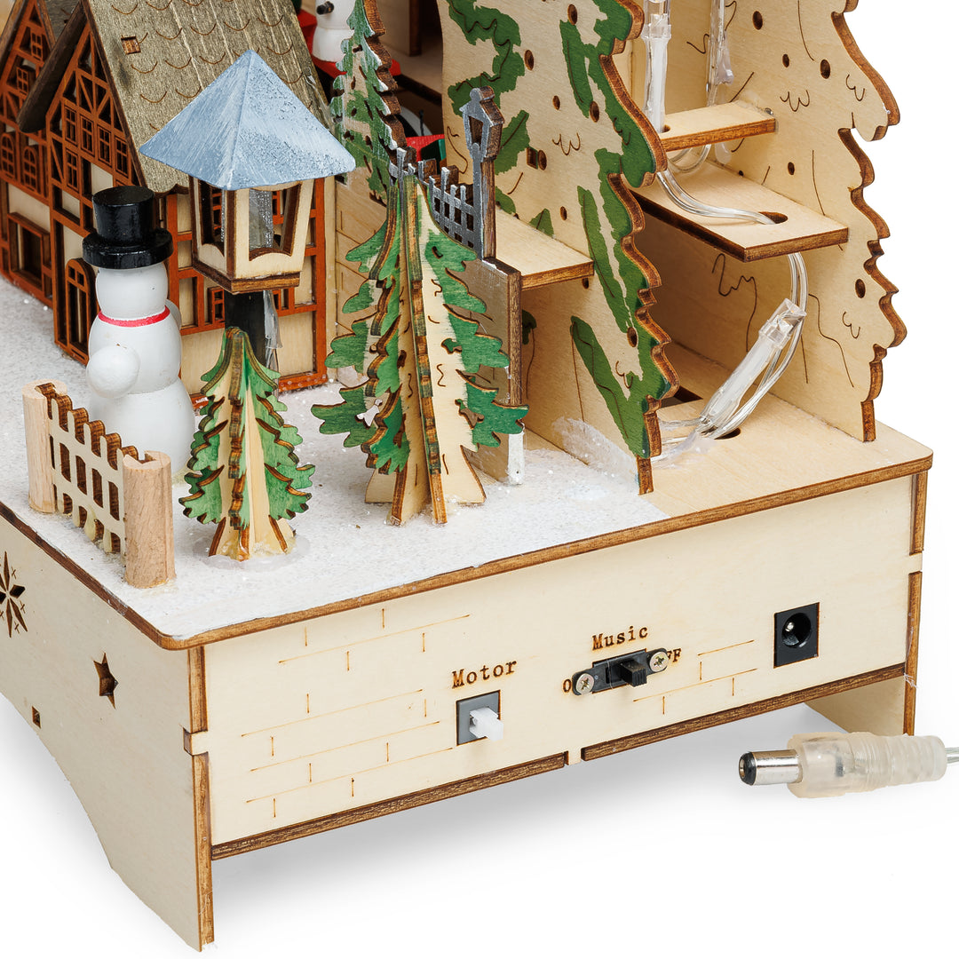 SIKORA LB16 beleuchteter LED XXL Holz Schwibbogen Weihnachtsdorf mit XL Bahnhof Lichterbogen inklusive Netzteil