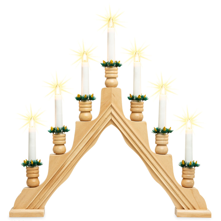 SIKORA LB49 klassisch eleganter Holz Schwibbogen Schwedenleuchter mit 7 elektrischen Kerzen