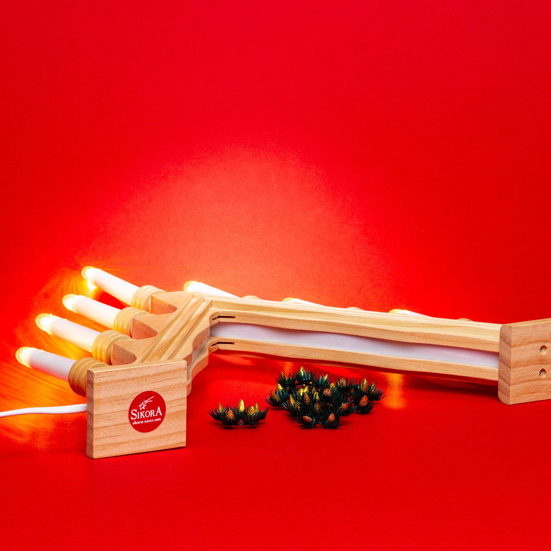 SIKORA LB49 klassisch eleganter Holz Schwibbogen Schwedenleuchter mit 7 elektrischen Kerzen