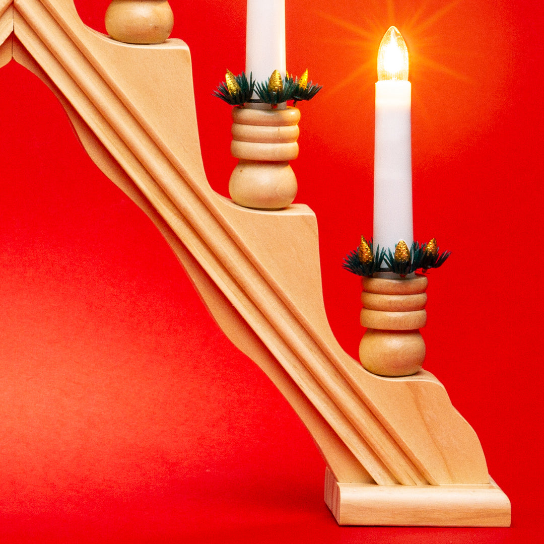 SIKORA LB49 klassisch eleganter Holz Schwibbogen Schwedenleuchter mit 7 elektrischen Kerzen