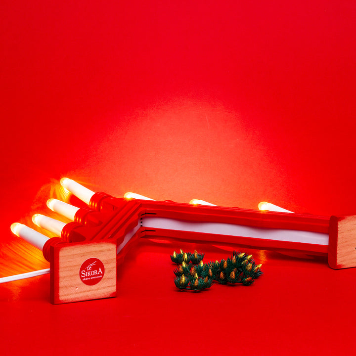 SIKORA LB49 klassisch eleganter Holz Schwibbogen Schwedenleuchter mit 7 elektrischen Kerzen