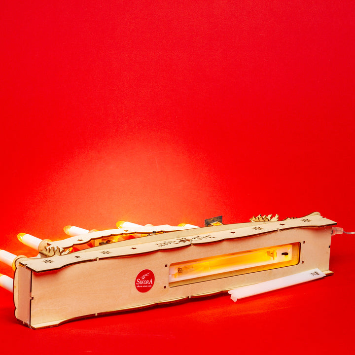 SIKORA LB50 beleuchteter LED Holz Schwibbogen WALDHAUS mit geschnitzten Rehen inklusive Trafo