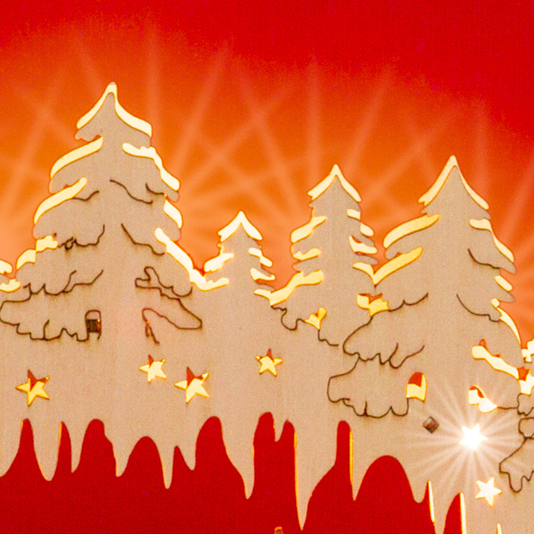 SIKORA LB52 Holz Schwibbogen beleuchteter LED Lichterbogen inkl. Netzteil Motiv WINTERDORF Deko Weihnachten Breite 43cm