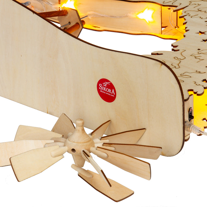 SIKORA LB59 XXL LED Holz Schwibbogen mit drehender Pyramide WEIHNACHTSMARKT