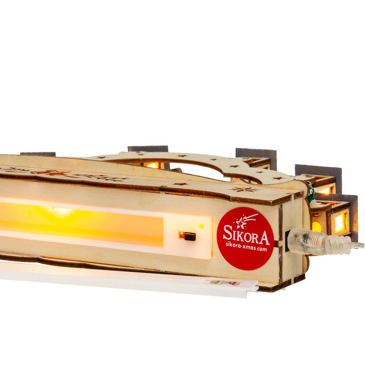 SIKORA LB62s-2 kleiner Schwibbogen aus Holz beleuchteter LED Lichterbogen Deko Weihnachten Motiv Hütte im Wald Breite 27cm