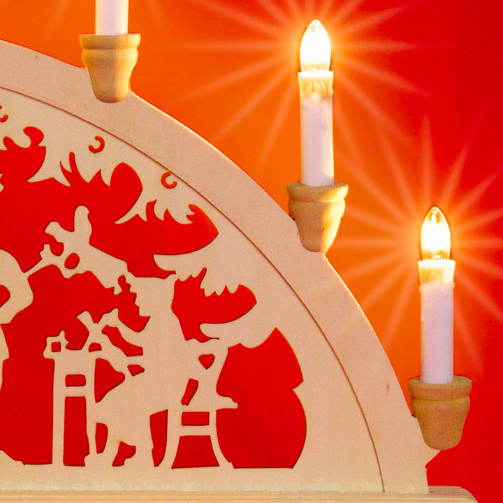SIKORA LB33-7 klassicher Holz Schwibbogen beleuchteter Lichterbogen mit 7 Kerzen LED Deko Weihnachten Motiv BERGMANN Deko Weihnachten Breite ca. 59 cm