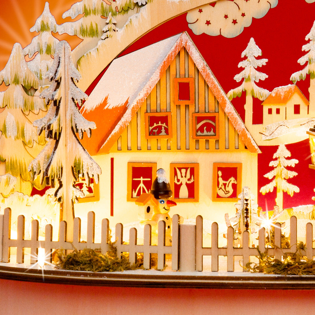 SIKORA LB68 beleuchteter halbrunder 3D LED Holz Schwibbogen SEIFFENER WEIHNACHTSMARKT inklusive Trafo