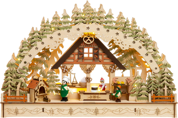 SIKORA LB69 beleuchteter 3D LED Holz Schwibbogen WEIHNACHTSBÄCKEREI inklusive Trafo
