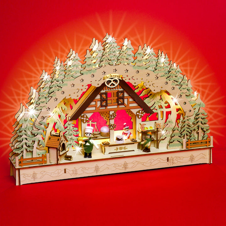 SIKORA LB69 beleuchteter 3D LED Holz Schwibbogen WEIHNACHTSBÄCKEREI inklusive Trafo