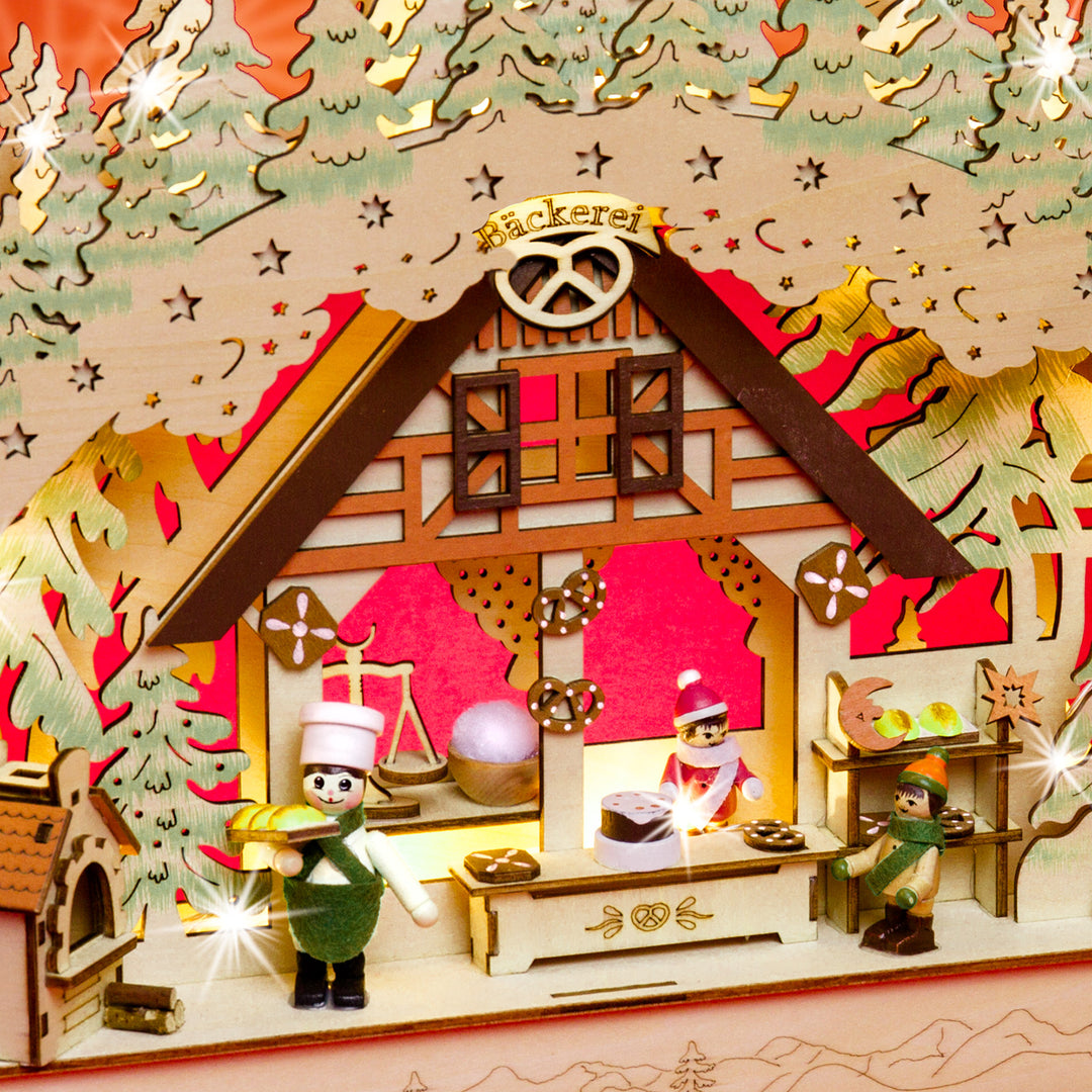 SIKORA LB69 beleuchteter 3D LED Holz Schwibbogen WEIHNACHTSBÄCKEREI inklusive Trafo