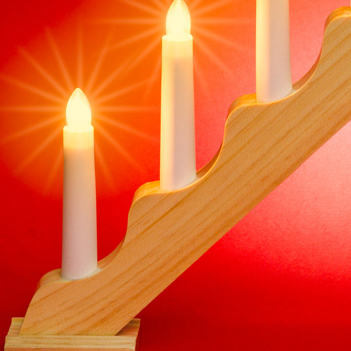 SIKORA LB74 klassisch eleganter Holz Lichterbogen aus Holz Schwibbogen Deko Weihanchten Schwedenleuchter mit 7 elektrischen Kerzen