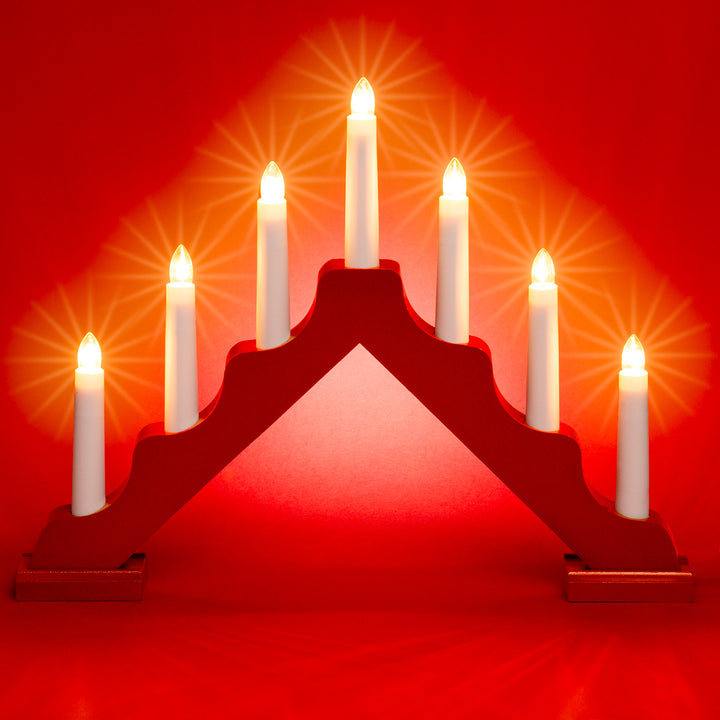 SIKORA LB74 klassisch eleganter Holz Lichterbogen aus Holz Schwibbogen Deko Weihanchten Schwedenleuchter mit 7 elektrischen Kerzen