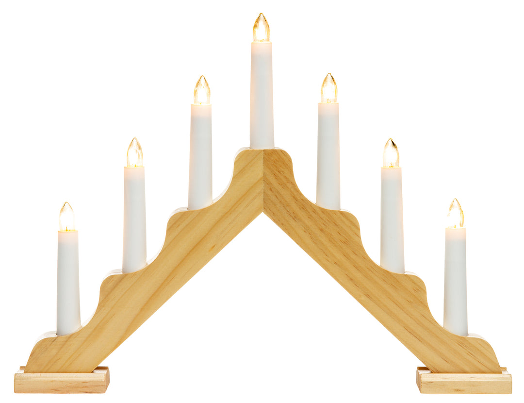 SIKORA LB74 klassisch eleganter Holz Lichterbogen aus Holz Schwibbogen Deko Weihanchten Schwedenleuchter mit 7 elektrischen Kerzen