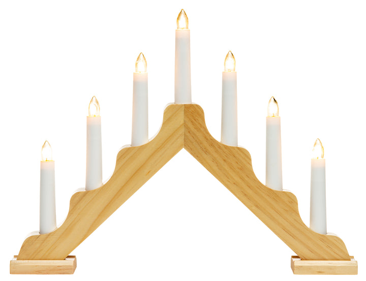 SIKORA LB74 klassisch eleganter Holz Lichterbogen aus Holz Schwibbogen Deko Weihanchten Schwedenleuchter mit 7 elektrischen Kerzen