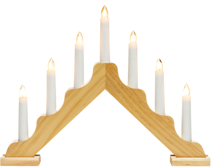 SIKORA LB74 klassisch eleganter Holz Lichterbogen aus Holz Schwibbogen Deko Weihanchten Schwedenleuchter mit 7 elektrischen Kerzen