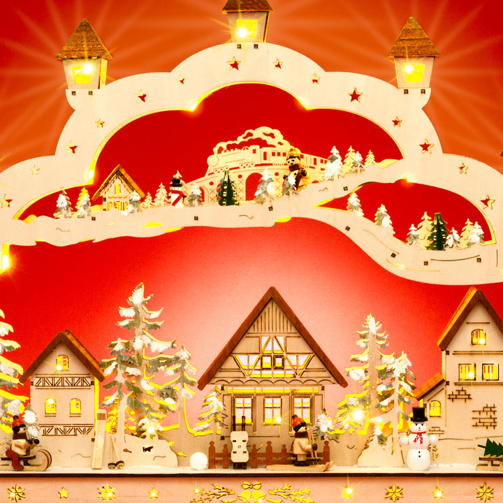 SIKORA LB77 XXXL Schwibbogen wundervoller Holz LED Lichterbogen inkl Netzteil Weihnachten Deko Motiv Weihnachtsdorf Breite 78 cm